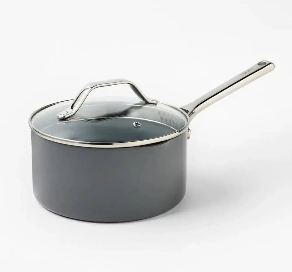 3qt Nonstick Ceramic Coated Aluminum Sauce Pan Dark Gray - Figmint Brand New